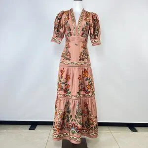 chinese dress ladies Delicate Forest Pink Maxi Dress main image 1